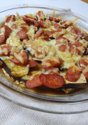 ナスとウインナーのカレーチーズ焼き-レシピのメイン写真