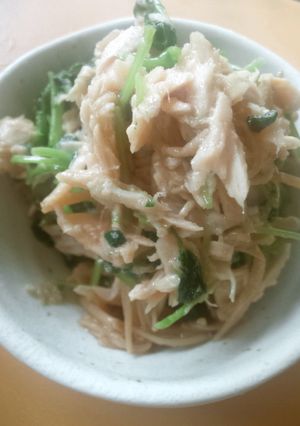 豆苗とツナのにんにく醤油あえ-レシピのメイン写真