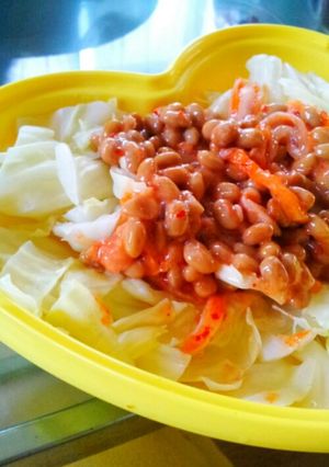 簡単！ヘルシー！キムチ納豆キャベツ-レシピのメイン写真