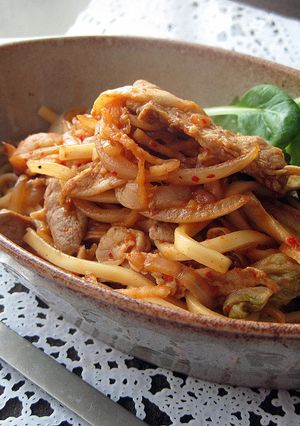 豚キムチうどん　ポン酢仕立て-レシピのメイン写真