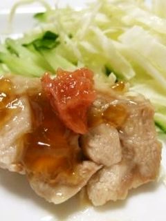 簡単!塩麹で梅のせ”蒸し鶏”-レシピのメイン写真