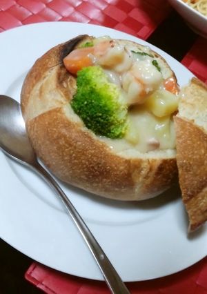『海老ごろごろパンシチュー♪』-レシピのメイン写真