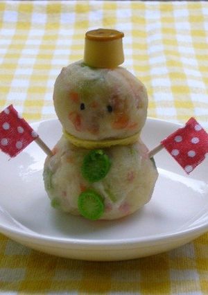 ポテトサラダで雪だるま♪-レシピのメイン写真