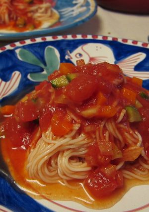 素麺の冷製パスタ (ガスパチョリメイク)-レシピのメイン写真