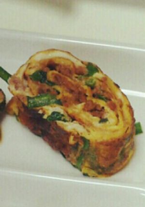 ニラと挽き肉入りの卵焼き♡-レシピのメイン写真