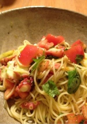 タコとトマトのバジルソース冷製パスタ-レシピのメイン写真