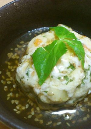 春菊とみょうがのお豆腐団子　-レシピのメイン写真