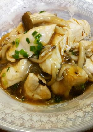 簡単！鶏ささ身としめじのめんつゆ葛煮✩-レシピのメイン写真