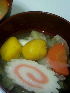 豚汁にも♪かぼちゃすいとんの味噌汁-レシピのメイン写真