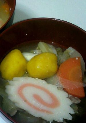 豚汁にも♪かぼちゃすいとんの味噌汁-レシピのメイン写真