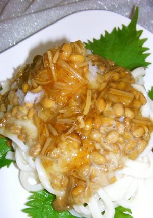 夏☀なめ茸おろし極小粒納豆☀冷しうどん♪-レシピのメイン写真