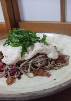 さっぱり梅としば漬けのとろろ蕎麦-レシピのメイン写真