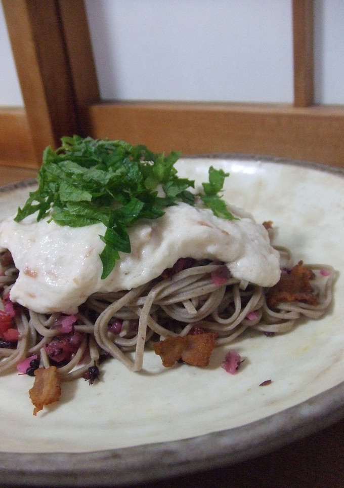 さっぱり梅としば漬けのとろろ蕎麦-レシピのメイン写真