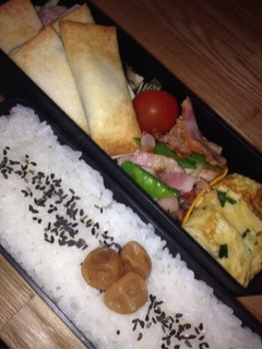 明太子とシソのパリパリ焼き春巻弁当☆-レシピのメイン写真