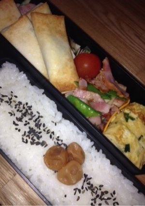明太子とシソのパリパリ焼き春巻弁当☆-レシピのメイン写真