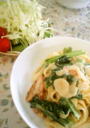ベーコンと小松菜のクリームパスタ-レシピのメイン写真