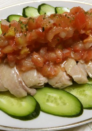 蒸し鶏のフレッシュトマトソース-レシピのメイン写真