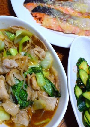 豚肉と糸蒟蒻とチンゲン菜のうまから煮-レシピのメイン写真