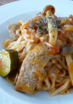 塩麹豚のトマト煮ｄｅリメイクパスタ-レシピのメイン写真