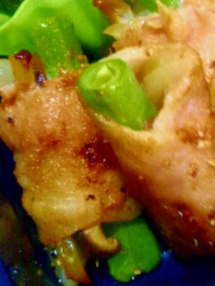 玉ねぎ、いんげん豆、キノコの豚肉巻き-レシピのメイン写真