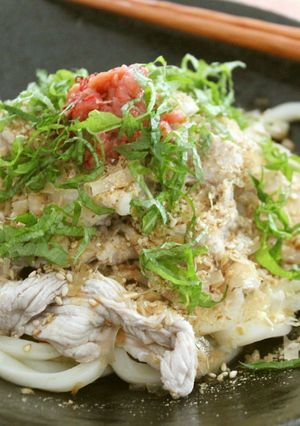 梅豚ごまごまうどん♪-レシピのメイン写真