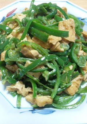 酒粕醤油で☆ピーマンと厚揚げの炒め物-レシピのメイン写真