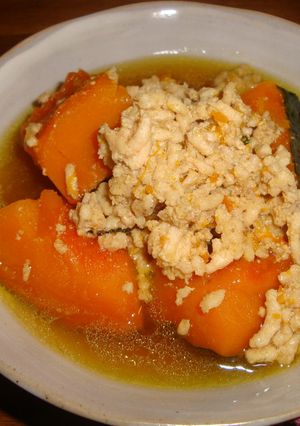 かぼちゃ（南京）の鶏そぼろ煮-レシピのメイン写真