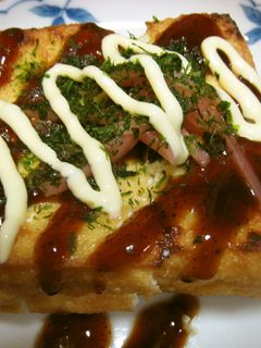 お好み焼き?厚揚げ がんも焼き-レシピのメイン写真
