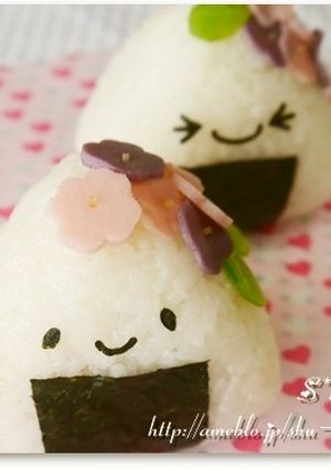 あじさいガールおにぎり＊キャラ弁-レシピのメイン写真