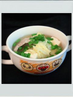 ■糖質制限白菜ニラ豚肉旨塩麻婆豆腐スープ-レシピのメイン写真