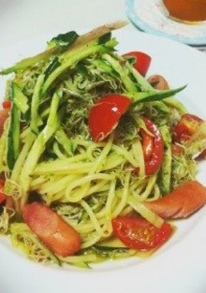 たっぷり野菜のバジル風味冷製パスタ♬-レシピのメイン写真
