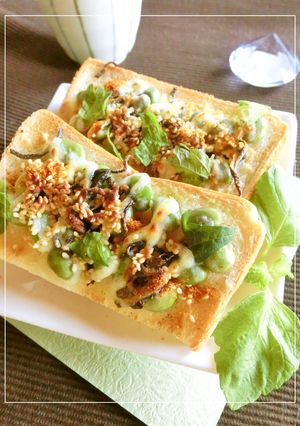 枝豆×塩昆布×大葉のミルキー和トースト-レシピのメイン写真