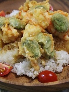 そら豆とエビのかき揚げおろし丼-レシピのメイン写真