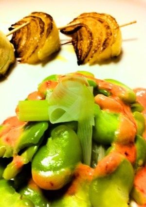 長ネギとそら豆のサラダ リンゴソース添え-レシピのメイン写真