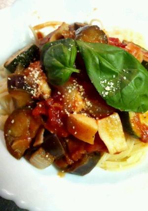 ズッキーニとなすのトマトパスタ-レシピのメイン写真