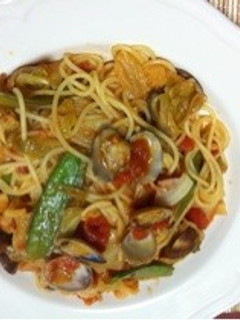 あさりの野菜たっぷりトマトソースパスタ-レシピのメイン写真
