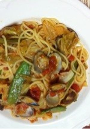 あさりの野菜たっぷりトマトソースパスタ-レシピのメイン写真