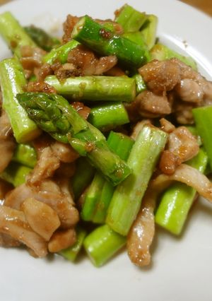 アスパラと鶏の甘辛炒め-レシピのメイン写真