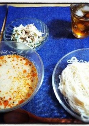 ピリ辛豆乳ごま素麺-レシピのメイン写真