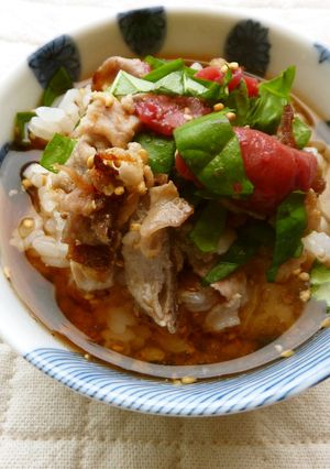 梅干しと豚肉の茶漬け-レシピのメイン写真