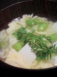お豆腐と枝豆のお吸い物-レシピのメイン写真