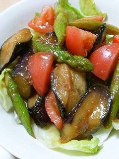 ポン酢でナスアスパラ揚浸し-レシピのメイン写真