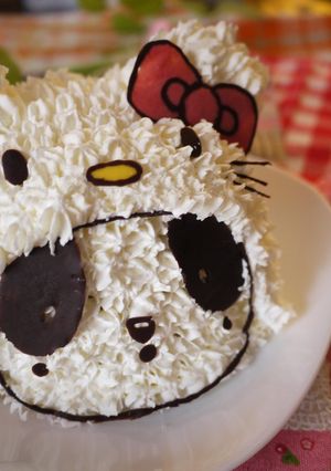 ニコパンダ×キティの被り物ケーキ-レシピのメイン写真