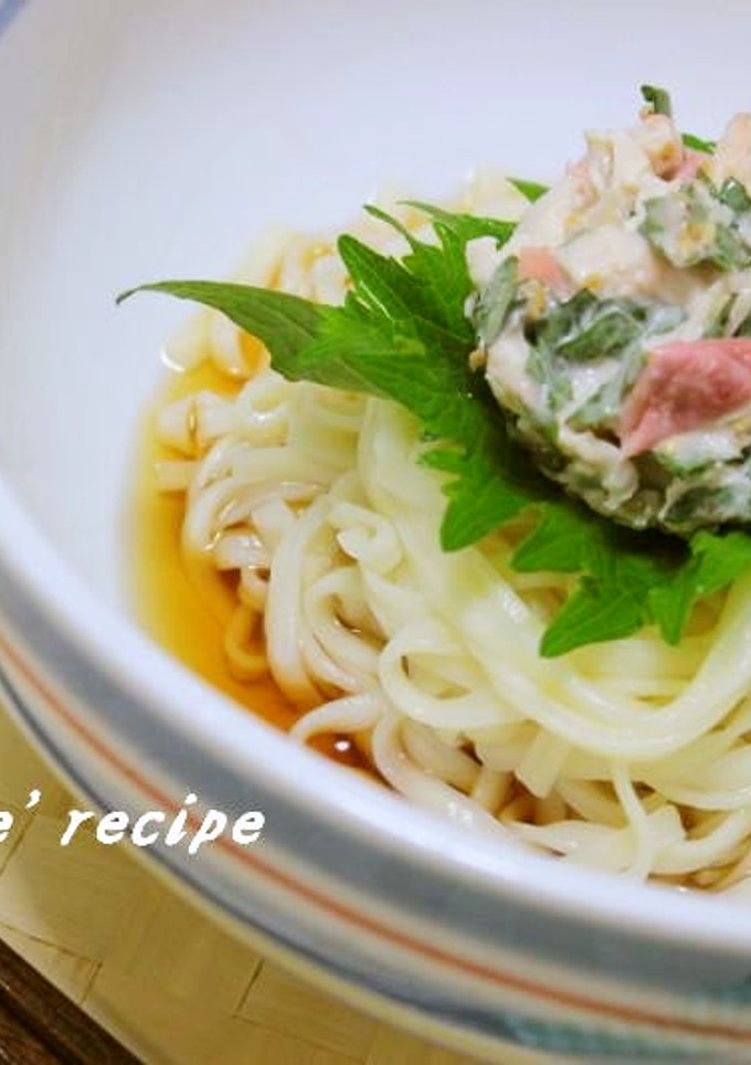 冷たいうどん✿ささみと梅-レシピのメイン写真