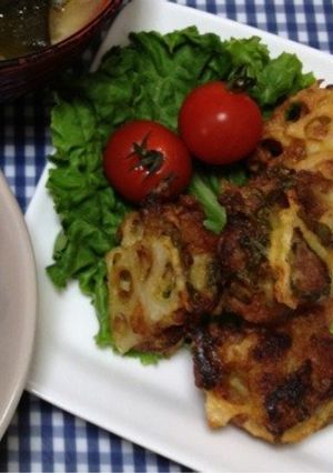 豚肉とレンコンと大葉の落とし焼き-レシピのメイン写真