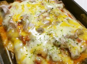 卵焼き器でなすと豚こまのチーズ重ね焼き-レシピのメイン写真