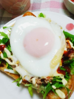 水菜とツナの目玉焼きトースト-レシピのメイン写真