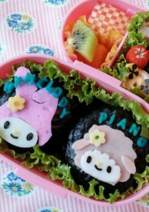 マイメロ&ピアノちゃん　キャラ弁当-レシピのメイン写真