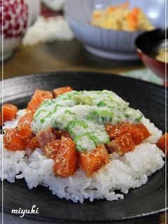 づけサーモン丼オクラ長いもソース-レシピのメイン写真