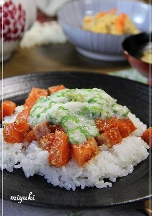 づけサーモン丼オクラ長いもソース-レシピのメイン写真